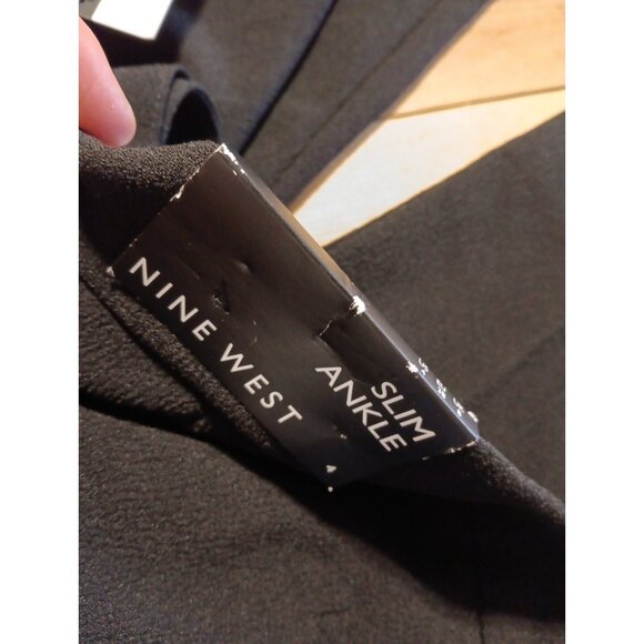Nine West Womens 4 Slim Ankle High Rise Dress Pants Black Tie Sash Waist NWT $79 - Picture 7 of 7